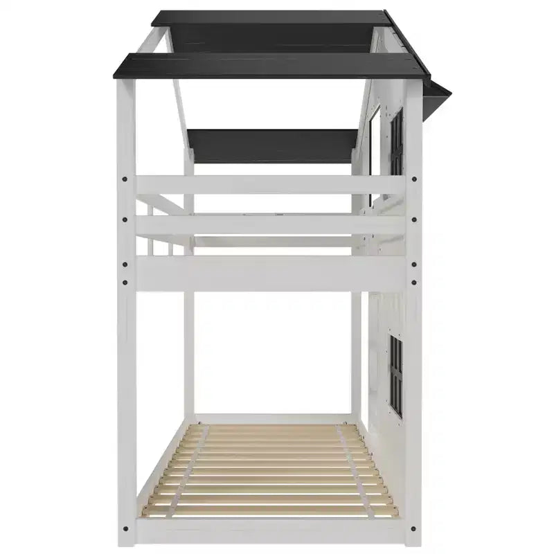 Lit superposé cabane Child Craft pour enfants, lit superposé Montessori bas en bois, échelle d'accès facile à la couchette supérieure