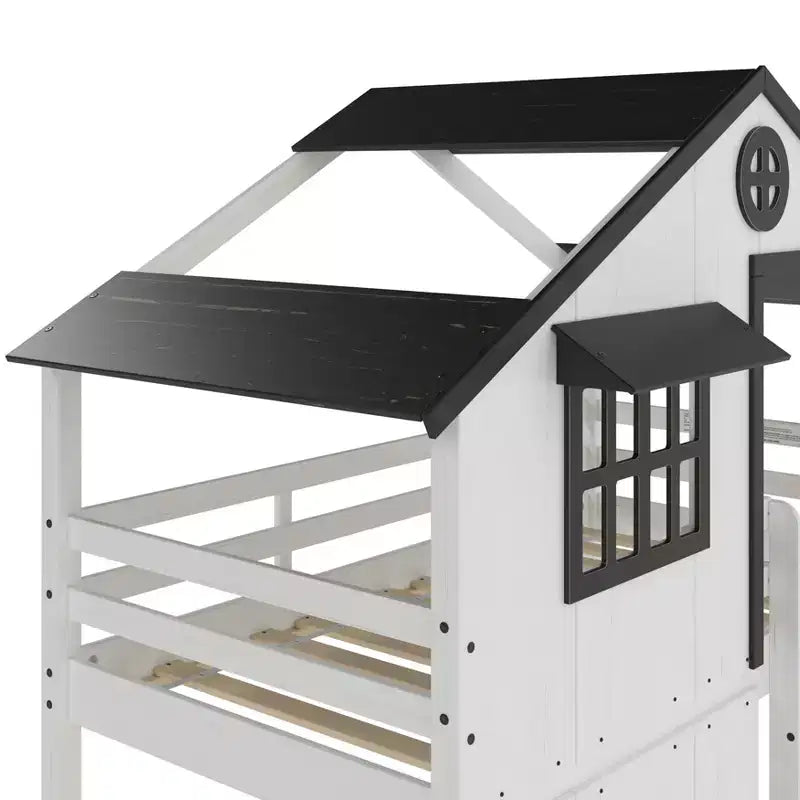 Lit superposé cabane Child Craft pour enfants, lit superposé Montessori bas en bois, échelle d'accès facile à la couchette supérieure