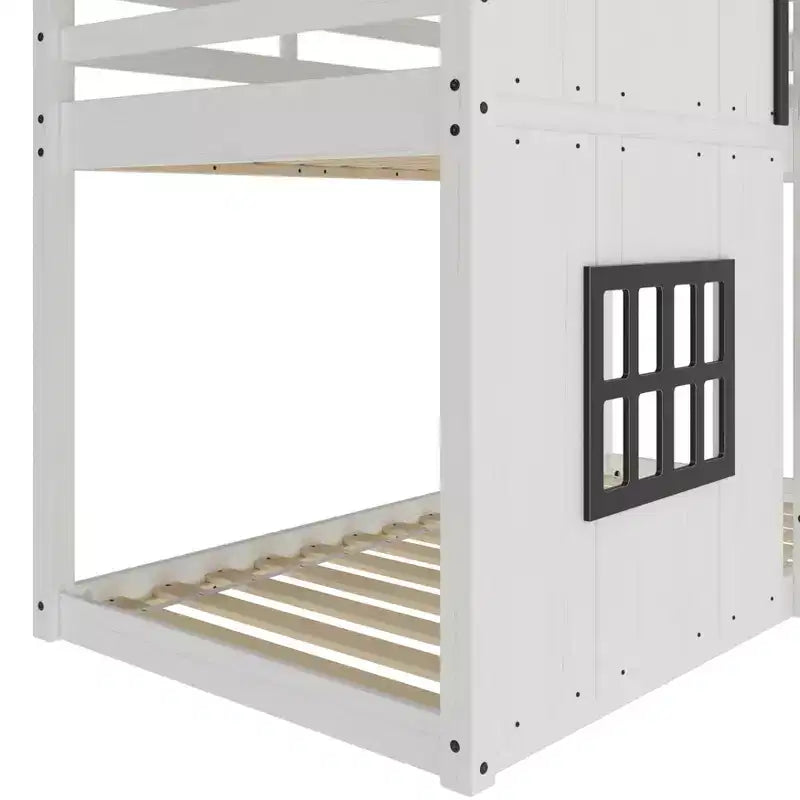 Lit superposé cabane Child Craft pour enfants, lit superposé Montessori bas en bois, échelle d'accès facile à la couchette supérieure