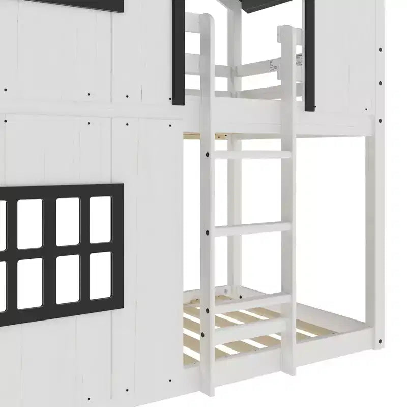 Lit superposé cabane Child Craft pour enfants, lit superposé Montessori bas en bois, échelle d'accès facile à la couchette supérieure