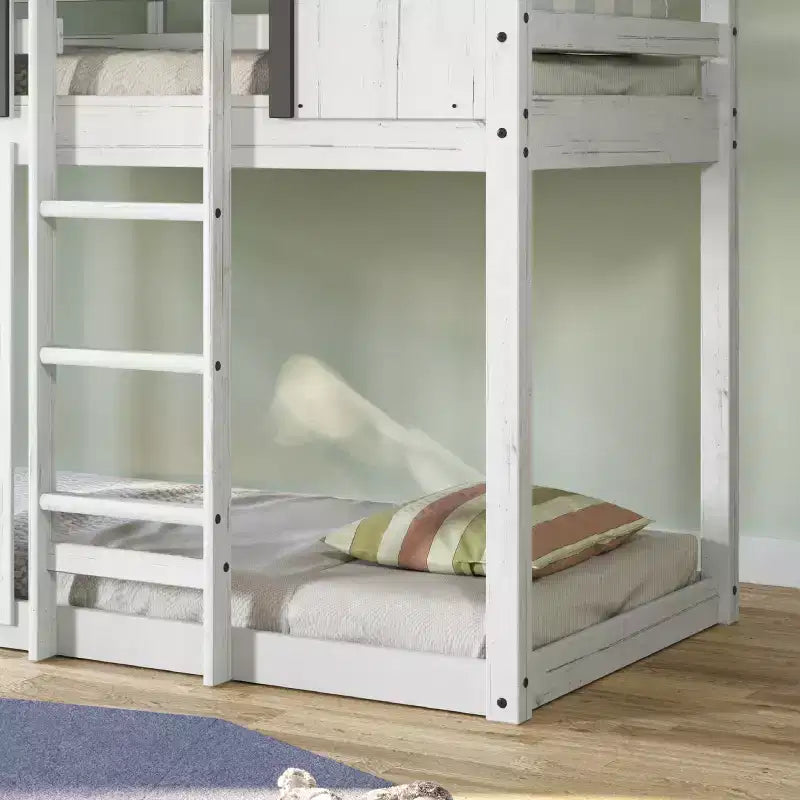 Lit superposé cabane Child Craft pour enfants, lit superposé Montessori bas en bois, échelle d'accès facile à la couchette supérieure