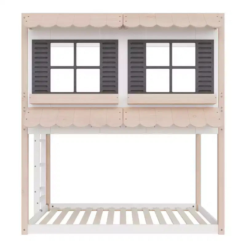 Lit superposé cabane Child Craft pour enfants, lit superposé Montessori bas en bois, échelle d'accès facile à la couchette supérieure