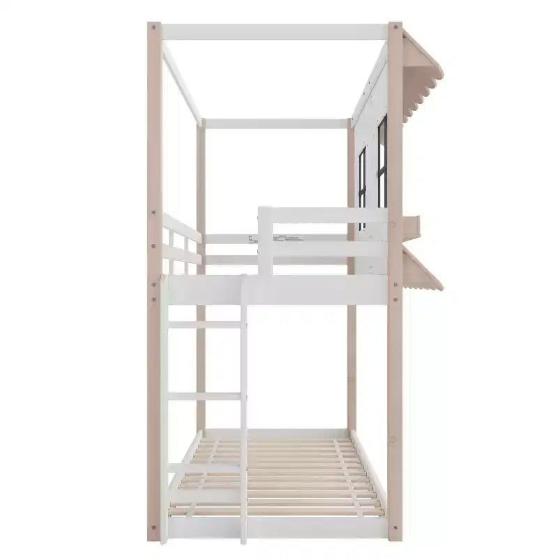 Lit superposé cabane Child Craft pour enfants, lit superposé Montessori bas en bois, échelle d'accès facile à la couchette supérieure