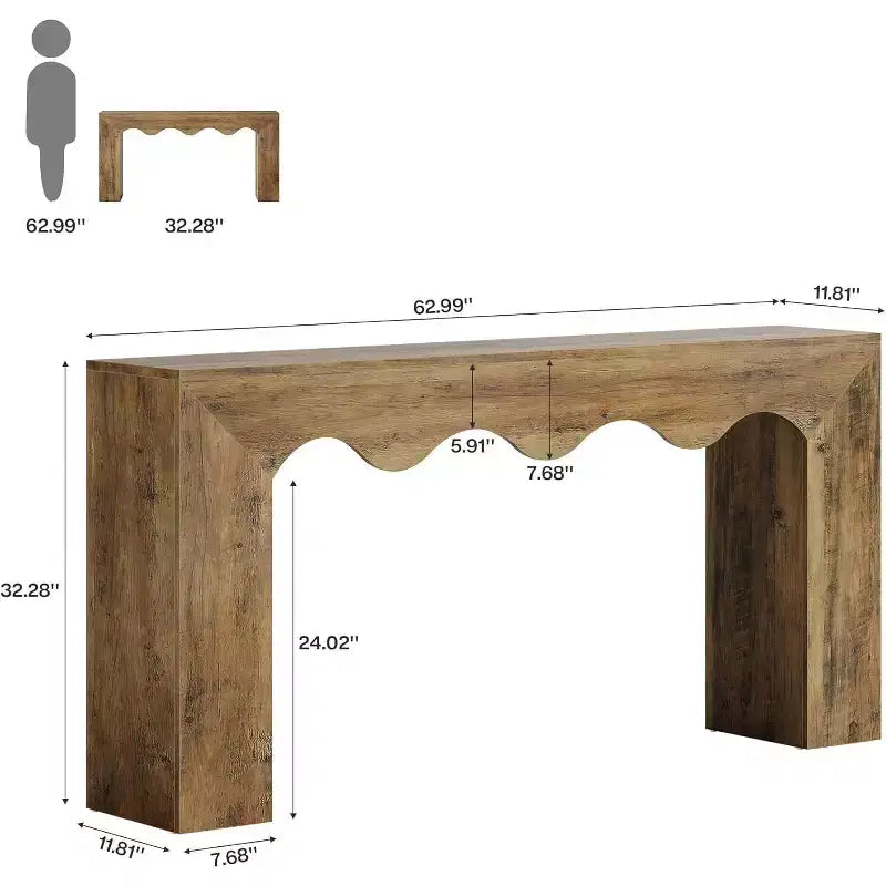 Console de ferme de 63 pouces, table de canapé en bois avec rangement, meuble d'entrée long et étroit pour couloir et salon