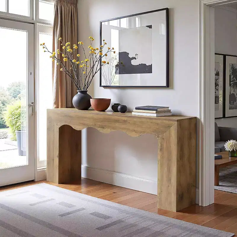 Console de ferme de 63 pouces, table de canapé en bois avec rangement, meuble d'entrée long et étroit pour couloir et salon
