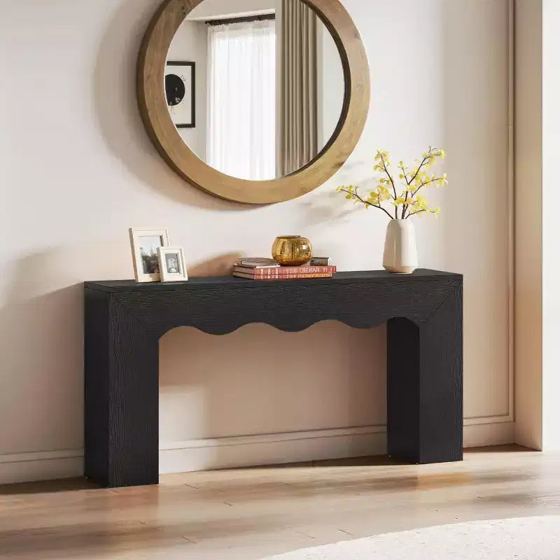 Console de ferme de 63 pouces, table de canapé en bois avec rangement, meuble d'entrée long et étroit pour couloir et salon