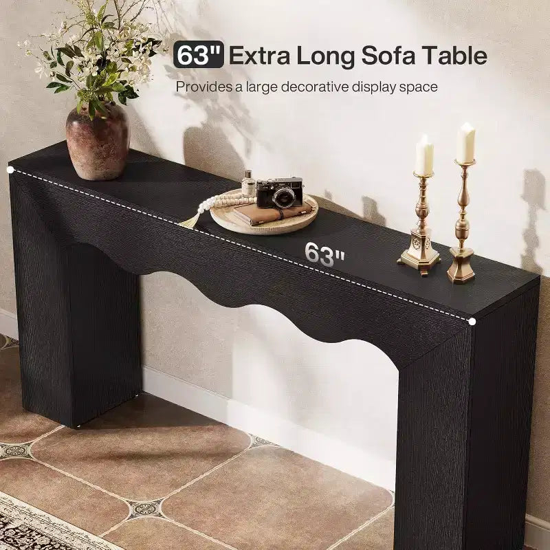 Console de ferme de 63 pouces, table de canapé en bois avec rangement, meuble d'entrée long et étroit pour couloir et salon