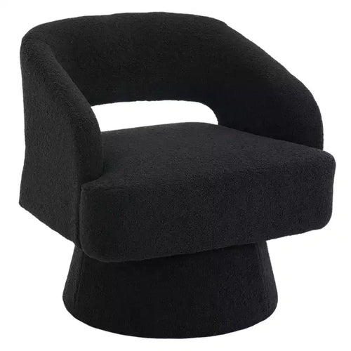 360 Swivel Barrel Chair - Teddy Fleece Upholstered Living Room Chair, Ergonomic Openwork Backrest, Accent Armchair for Bedroom, Office, Apartment