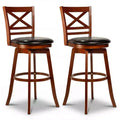 Costway 30.5 Swivel Barstools Set of 2/4 with Backrest Faux Leather Upholstered Seat for Pub