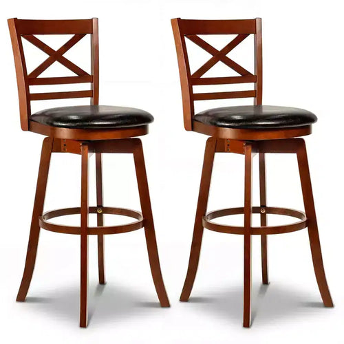 Costway 30.5 Swivel Barstools Set of 2/4 with Backrest Faux Leather Upholstered Seat for Pub