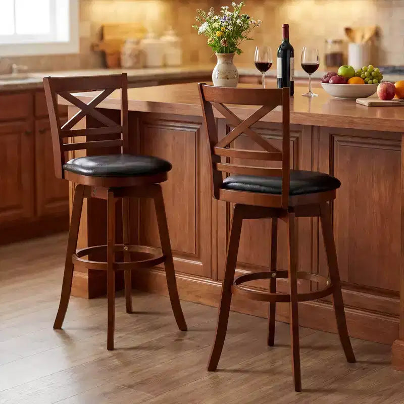 Tabourets de bar pivotants de 30,5 po, lot de 2/4, avec dossier et assise rembourrée en similicuir pour pub