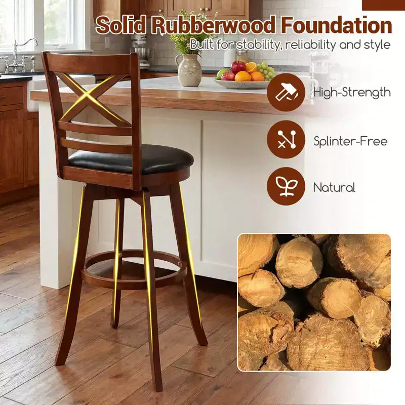 Tabourets de bar pivotants de 30,5 po, lot de 2/4, avec dossier et assise rembourrée en similicuir pour pub