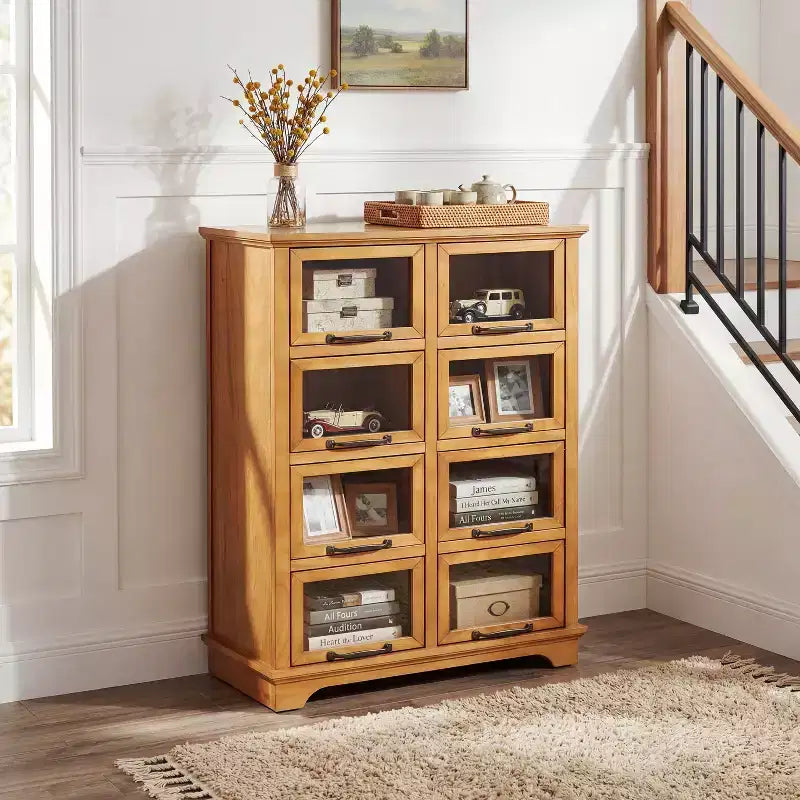 Christopher Knight Home Bradley Modern Farmhouse Wood Storage Cabinet with 8 Glass Doors