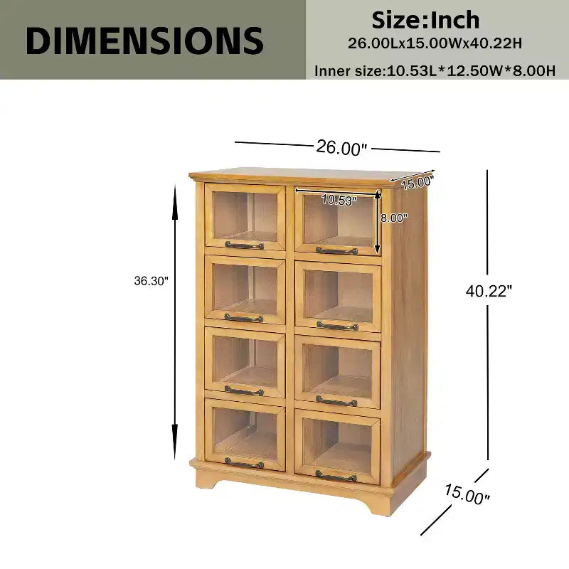 Meuble de rangement en bois style ferme moderne avec 8 portes vitrées