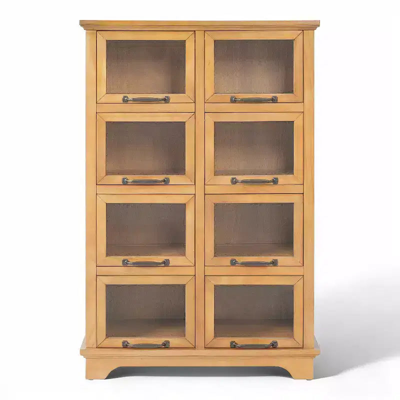 Meuble de rangement en bois style ferme moderne avec 8 portes vitrées
