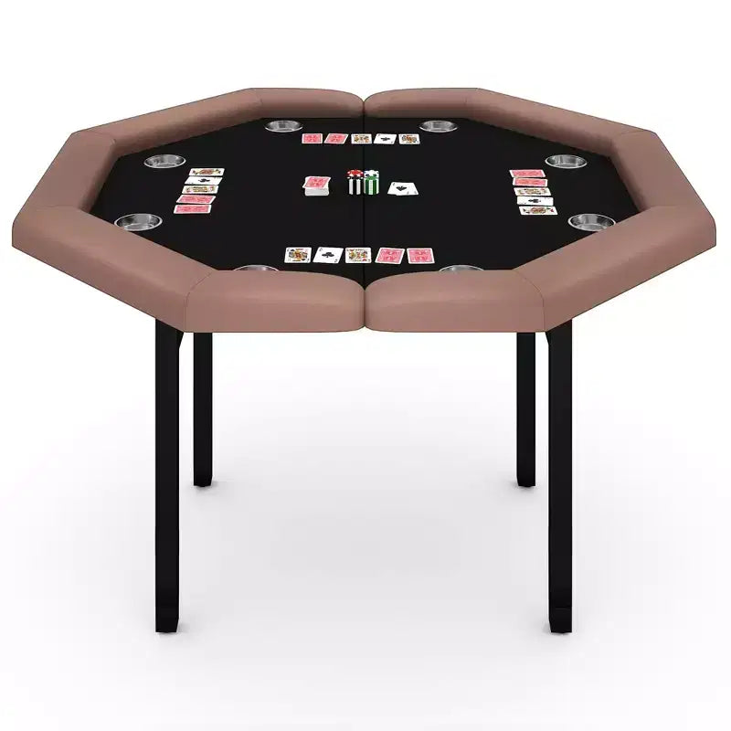 48 Folding Poker Table  Octagon Game Table with Padded Rails, Stainless Steel Cup Holders, Collapsible Legs  8 Players for Texas Hold'em Games