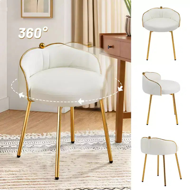 Furniliving Cute Vanity Chair With Golden Legs