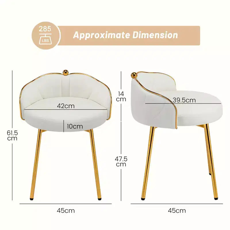 Jolie chaise de coiffeuse à pieds dorés