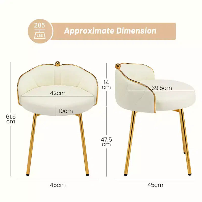 Jolie chaise de coiffeuse à pieds dorés