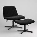 Art Leon Swivel Accent Chair, Desk Chair No Wheels, Modern Boucle Fabric Upholstered Armless Chair with Footrest