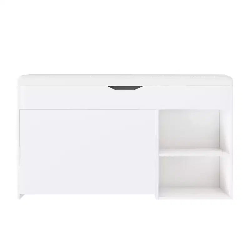 Banc d'entrée avec rangement à chaussures, tiroirs rabattables à 3 niveaux, armoire dissimulée, organisateur peu encombrant, blanc