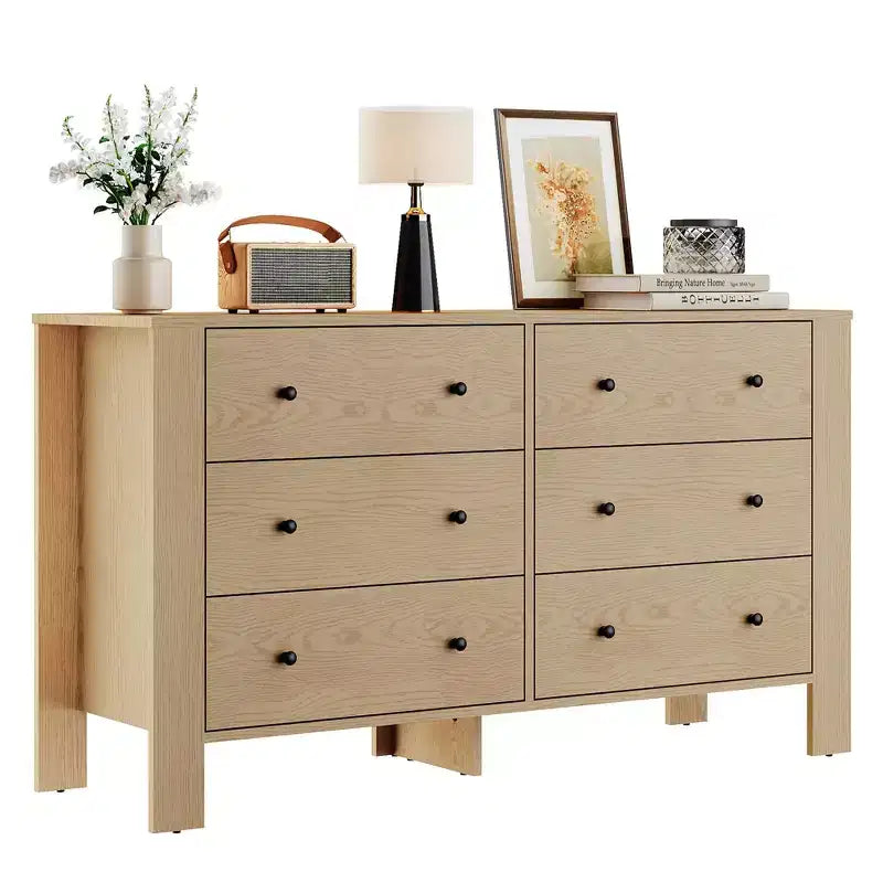 Commode en bois à 6 tiroirs pour chambre à coucher, Grand organiseur de rangement moderne pour salon, entrée, couloir