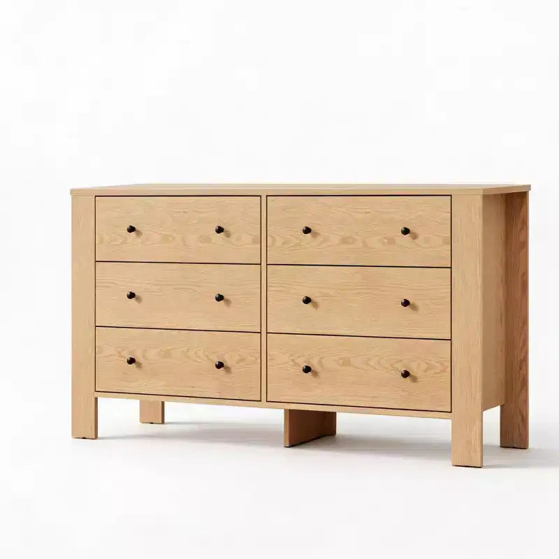 Commode en bois à 6 tiroirs pour chambre à coucher, Grand organiseur de rangement moderne pour salon, entrée, couloir