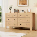 6-Drawer Wooden Dresser for Bedroom, Modern Wide Storage Chest Organizer for Living Room, Entryway, Hallway Furniture