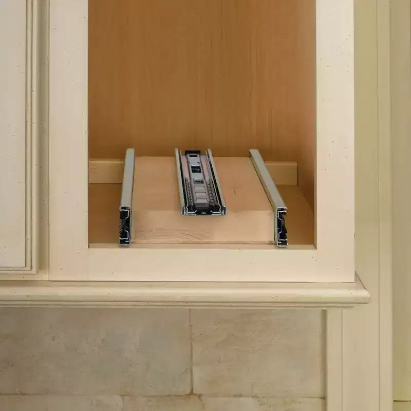 5 organisateurs de rangement coulissants pour armoires de cuisine murales, étagères coulissantes réglables pour épices ou conserves, bois et chrome,