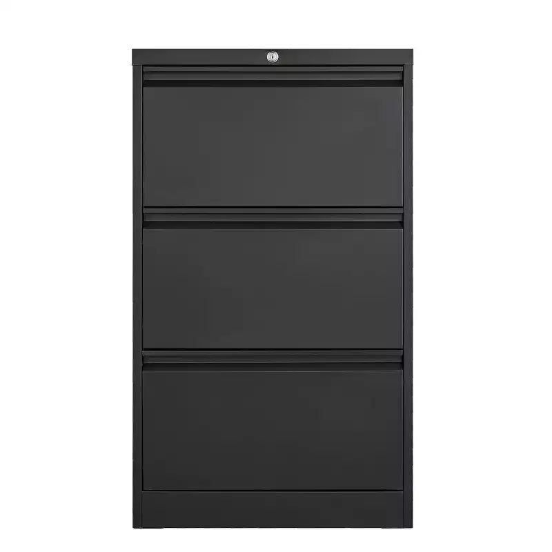 Meuble de classement latéral à 3 tiroirs avec serrure, classeur en métal avec porte-cartes, classeurs en acier sous le bureau pour le bureau à domicile
