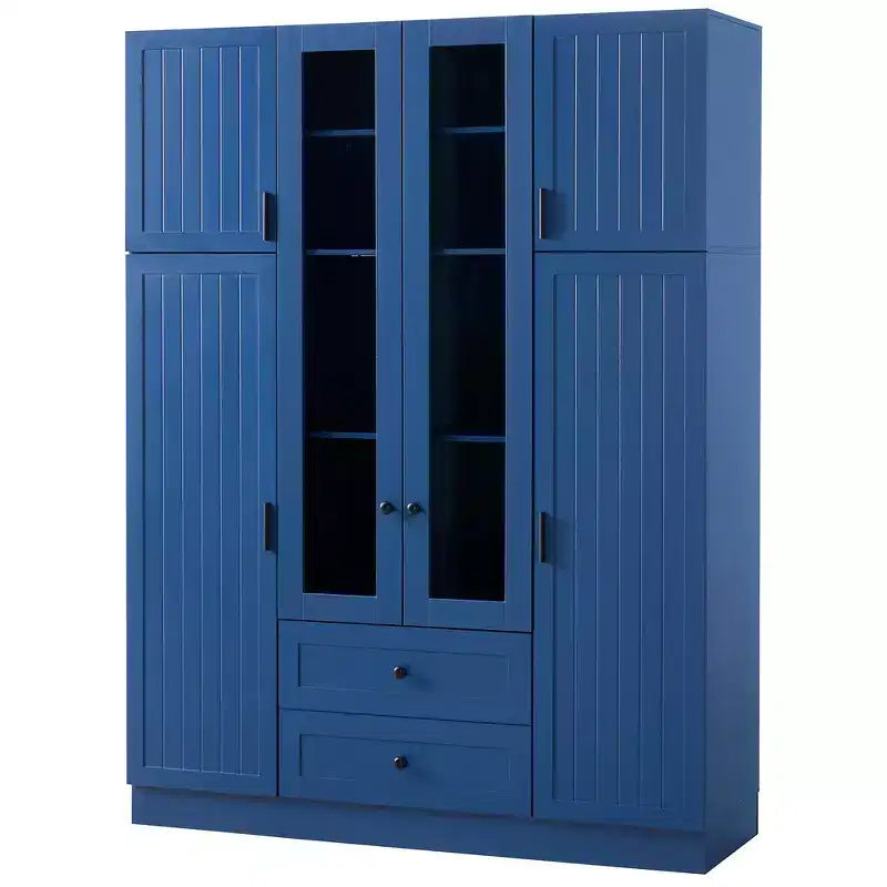 Garde-manger de cuisine autoportant de 71''H, Grand buffet de rangement de salle à manger avec 6 portes, Étagères réglables