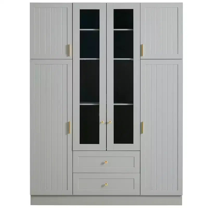 Garde-manger de cuisine autoportant de 71''H, Grand buffet de rangement de salle à manger avec 6 portes, Étagères réglables