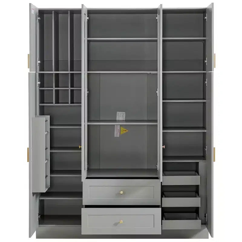 Garde-manger de cuisine autoportant de 71''H, Grand buffet de rangement de salle à manger avec 6 portes, Étagères réglables