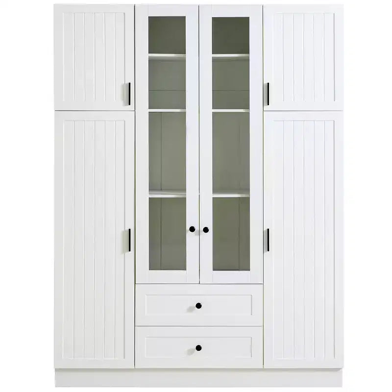 Garde-manger de cuisine autoportant de 71''H, Grand buffet de rangement de salle à manger avec 6 portes, Étagères réglables