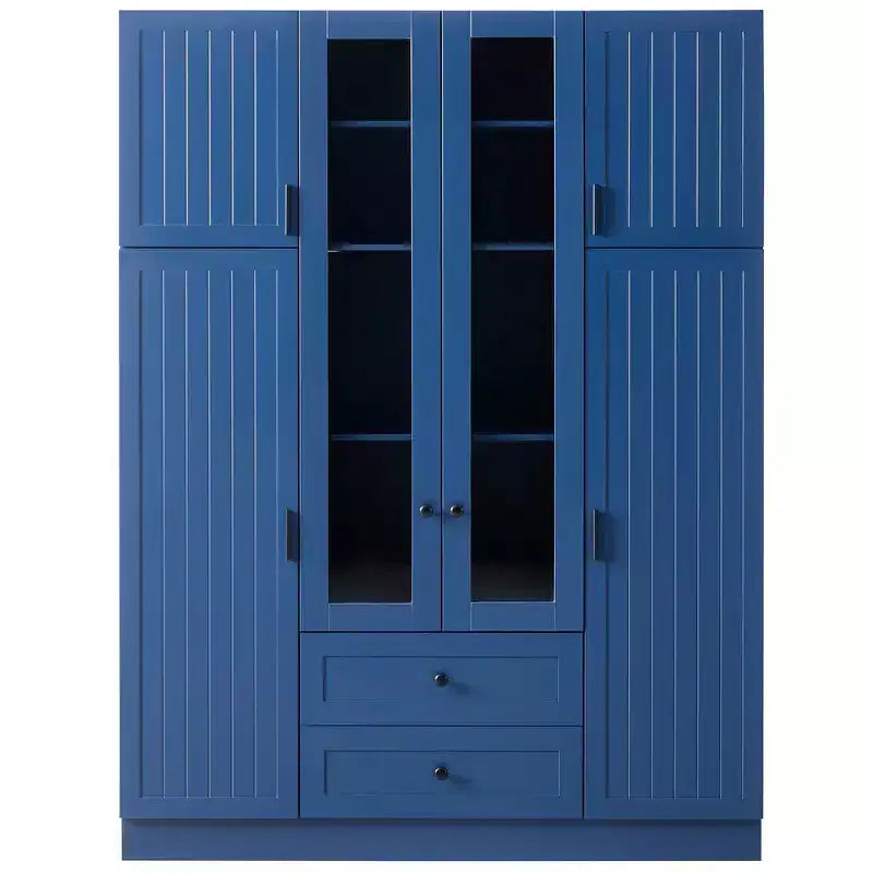 Garde-manger de cuisine autoportant de 71''H, Grand buffet de rangement de salle à manger avec 6 portes, Étagères réglables