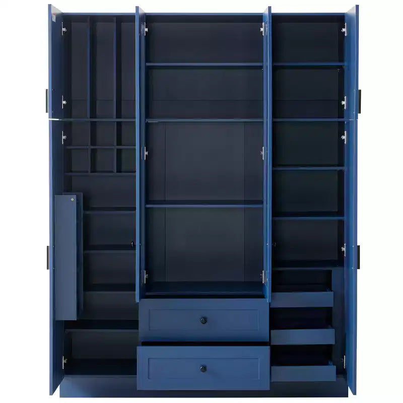 Garde-manger de cuisine autoportant de 71''H, Grand buffet de rangement de salle à manger avec 6 portes, Étagères réglables