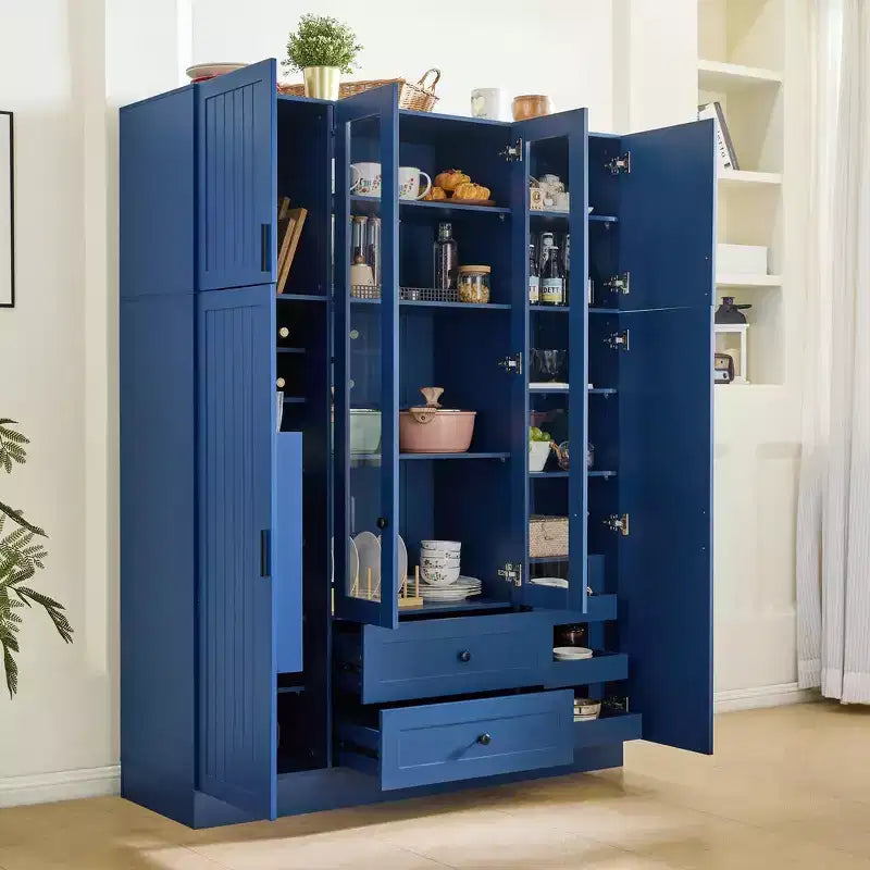 Whisen 71''H Freestanding Kitchen Storage Pantry, Large Dining Storage Cabinet Cupboard Sideboards With 6 Doors, Adjustable Shelves