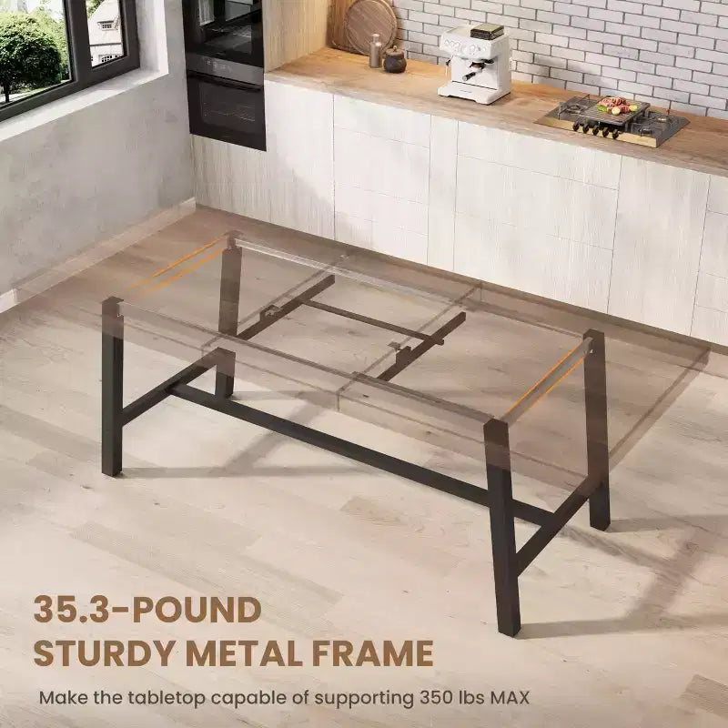 Table à manger industrielle extensible de 160 à 210 cm. Table de cuisine rectangulaire extensible pour 6-8 personnes. Cadre en métal pour salle à manger.