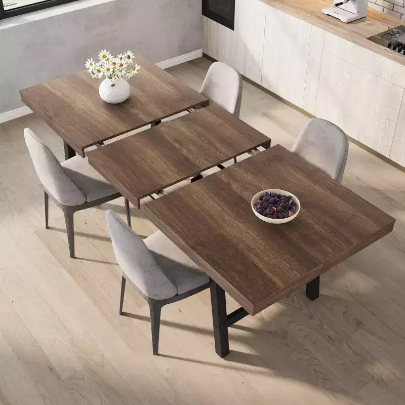 Table à manger industrielle extensible de 160 à 210 cm. Table de cuisine rectangulaire extensible pour 6-8 personnes. Cadre en métal pour salle à manger.