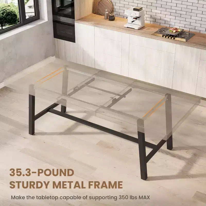 Table à manger industrielle extensible de 160 à 210 cm. Table de cuisine rectangulaire extensible pour 6-8 personnes. Cadre en métal pour salle à manger.