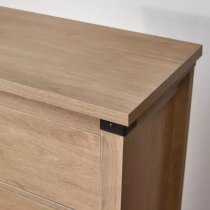 Commode de chambre à 7 tiroirs de style campagnard, commode de 80 cm de haut, commode rustique en bois avec poignée en métal, organisateur de rangement pour chambre à coucher