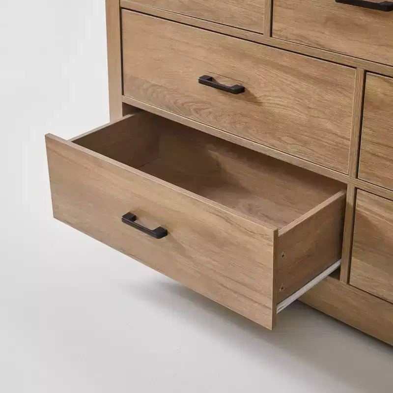Commode de chambre à 7 tiroirs de style campagnard, commode de 80 cm de haut, commode rustique en bois avec poignée en métal, organisateur de rangement pour chambre à coucher